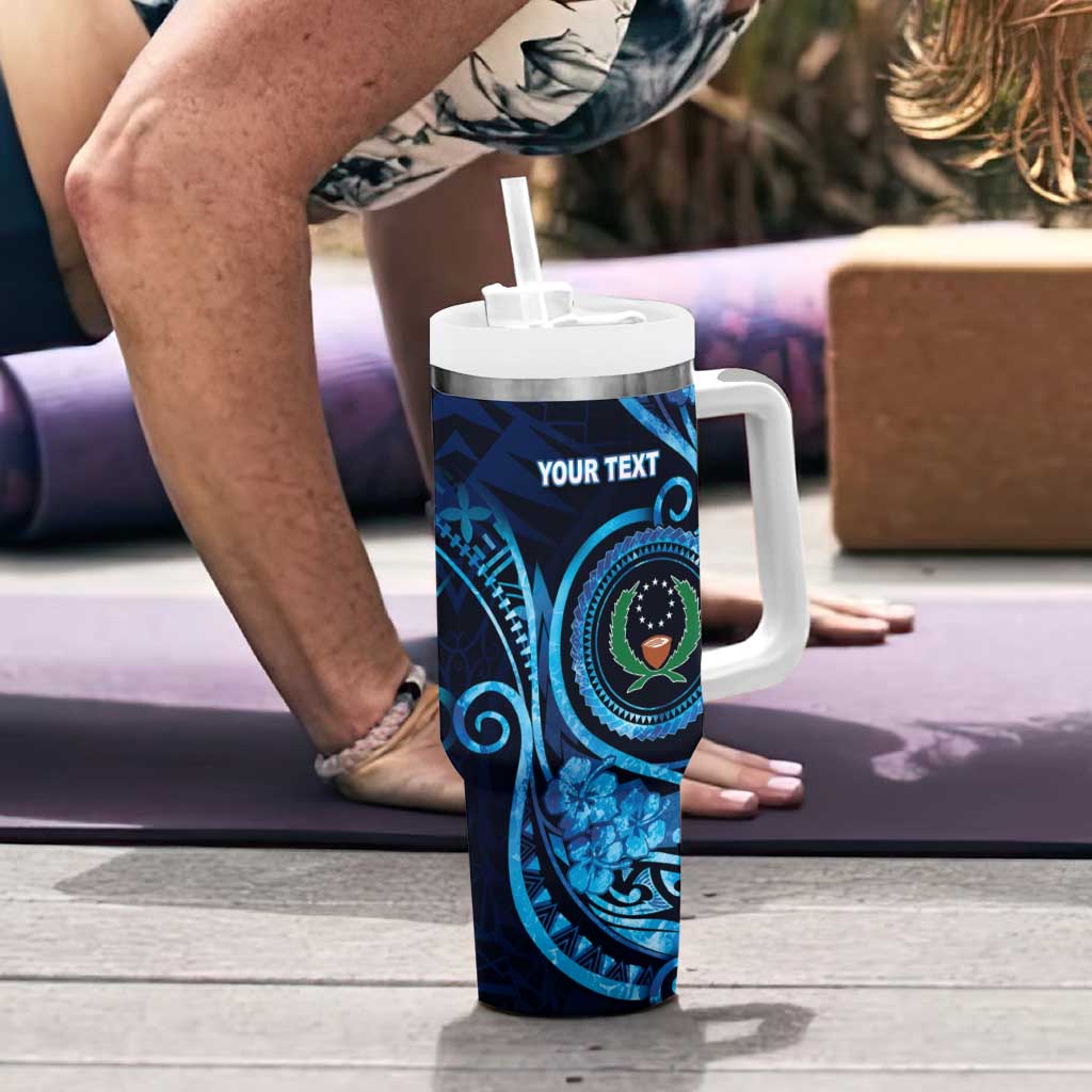 Personalised FSM Pohnpei Tumbler With Handle Ocean Floral Pattern LT05 - Polynesian Pride