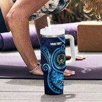 Personalised FSM Pohnpei Tumbler With Handle Ocean Floral Pattern LT05 - Polynesian Pride
