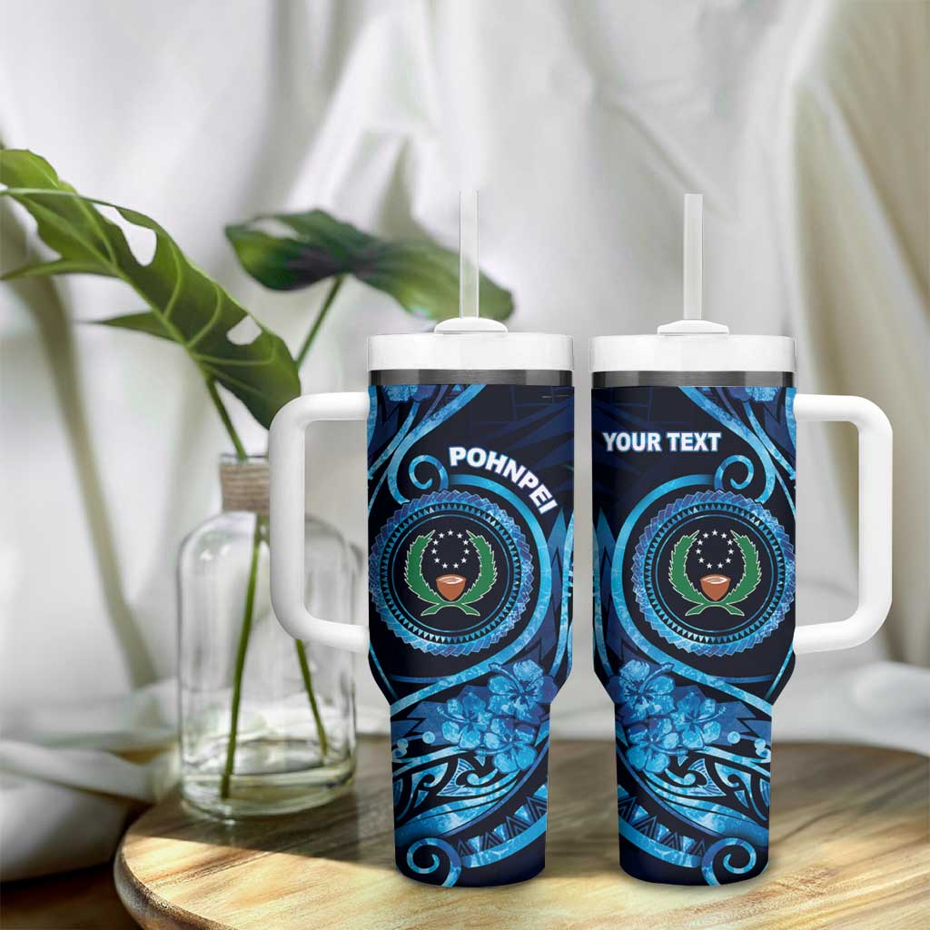 Personalised FSM Pohnpei Tumbler With Handle Ocean Floral Pattern LT05 - Polynesian Pride
