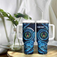 Personalised FSM Pohnpei Tumbler With Handle Ocean Floral Pattern LT05 - Polynesian Pride