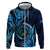 Personalised FSM Pohnpei Zip Hoodie Ocean Floral Pattern