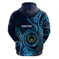 Personalised FSM Pohnpei Zip Hoodie Ocean Floral Pattern LT05 - Polynesian Pride