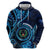 Personalised FSM Pohnpei Zip Hoodie Ocean Floral Pattern