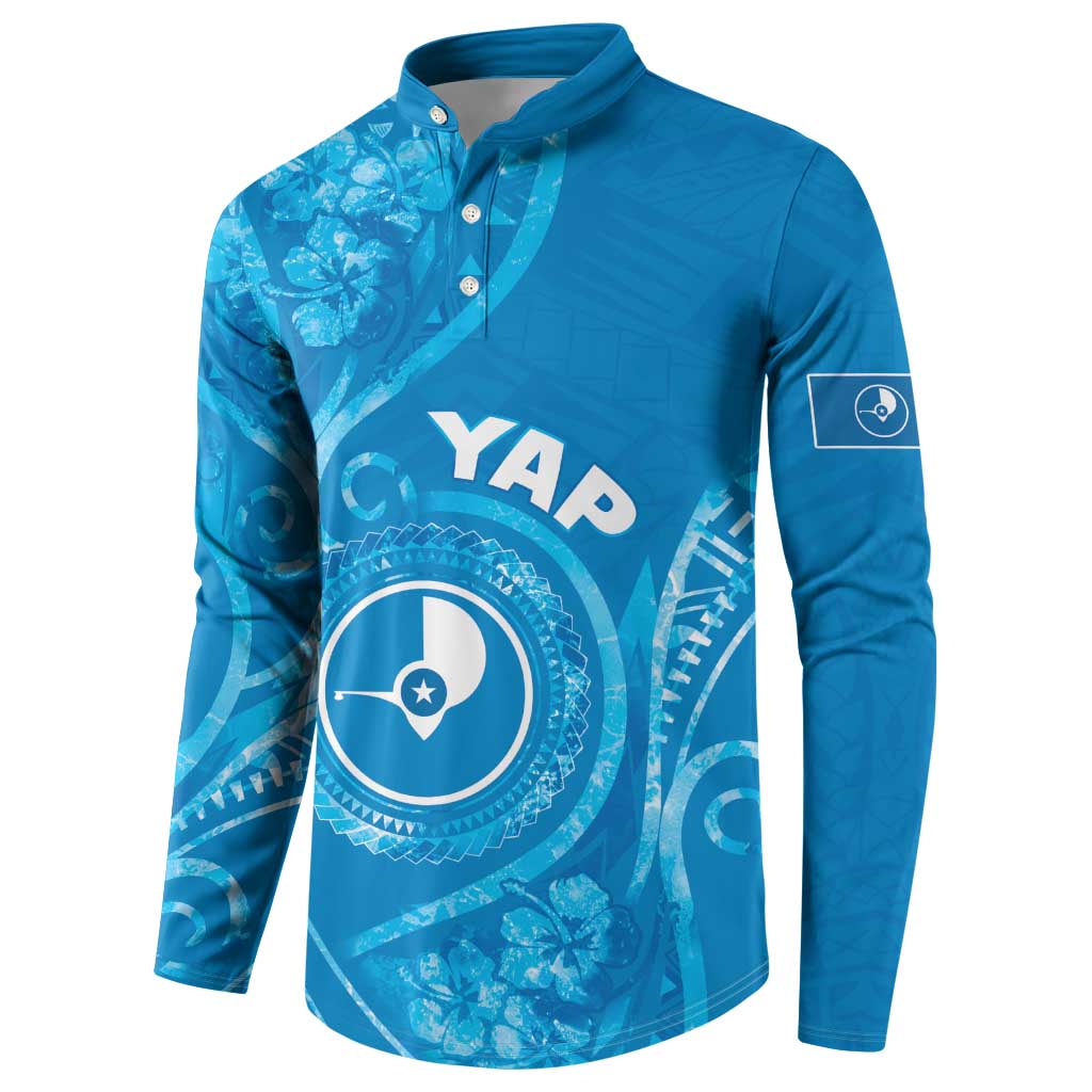 Personalised FSM Yap Button Sweatshirt Ocean Floral Pattern LT05 - Polynesian Pride