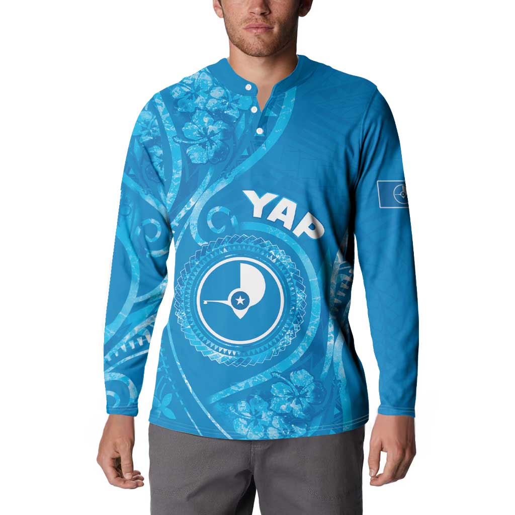 Personalised FSM Yap Button Sweatshirt Ocean Floral Pattern LT05 - Polynesian Pride