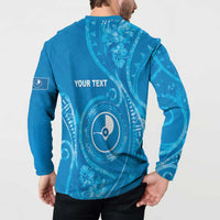 Personalised FSM Yap Button Sweatshirt Ocean Floral Pattern LT05 - Polynesian Pride