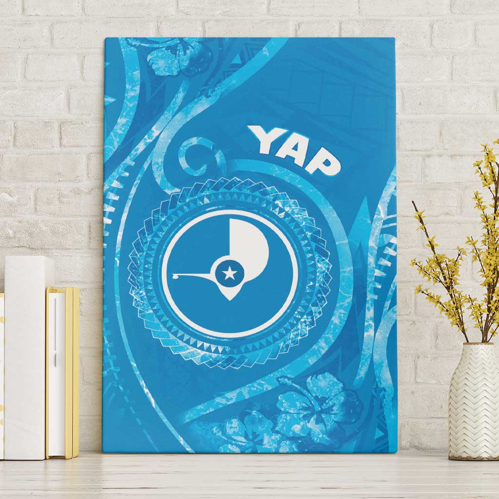 FSM Yap Canvas Wall Art Ocean Floral Pattern LT05 Without Frame Blue - Polynesian Pride