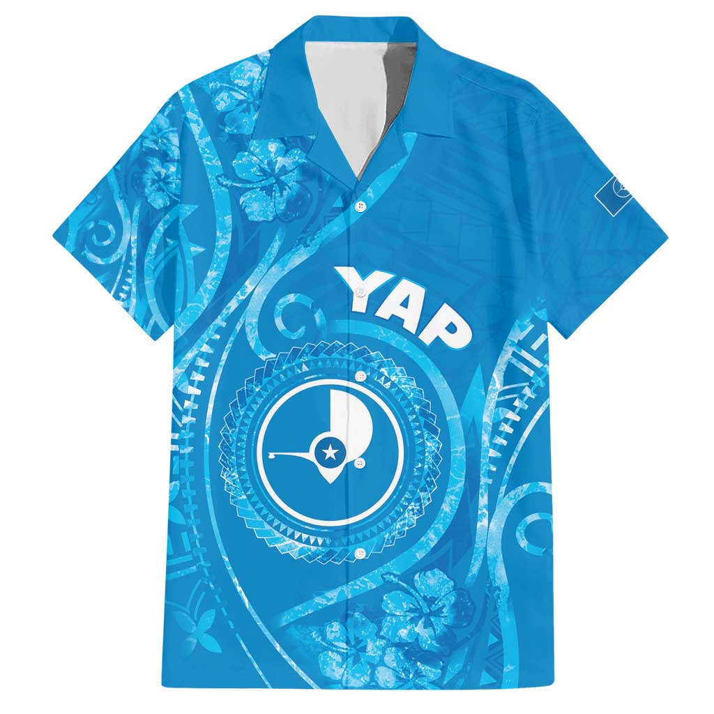Personalised FSM Yap Hawaiian Shirt Ocean Floral Pattern LT05 Blue - Polynesian Pride
