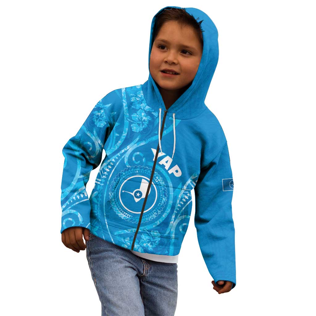 Personalised FSM Yap Kid Hoodie Ocean Floral Pattern LT05 - Polynesian Pride