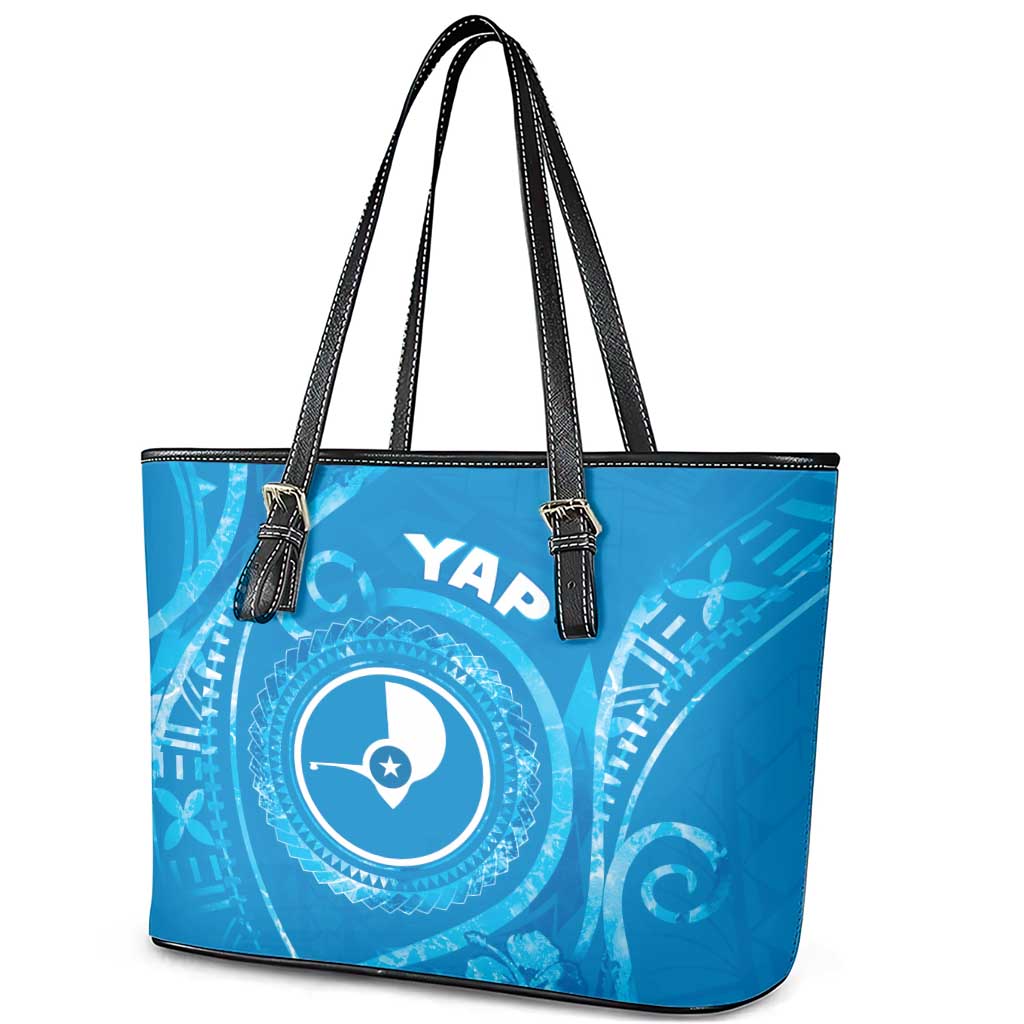 FSM Yap Leather Tote Bag Ocean Floral Pattern LT05 - Polynesian Pride