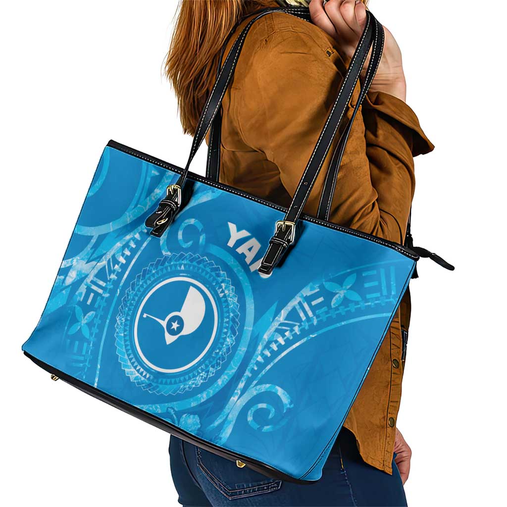 FSM Yap Leather Tote Bag Ocean Floral Pattern LT05 - Polynesian Pride