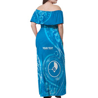 Personalised FSM Yap Off Shoulder Maxi Dress Ocean Floral Pattern LT05 - Polynesian Pride
