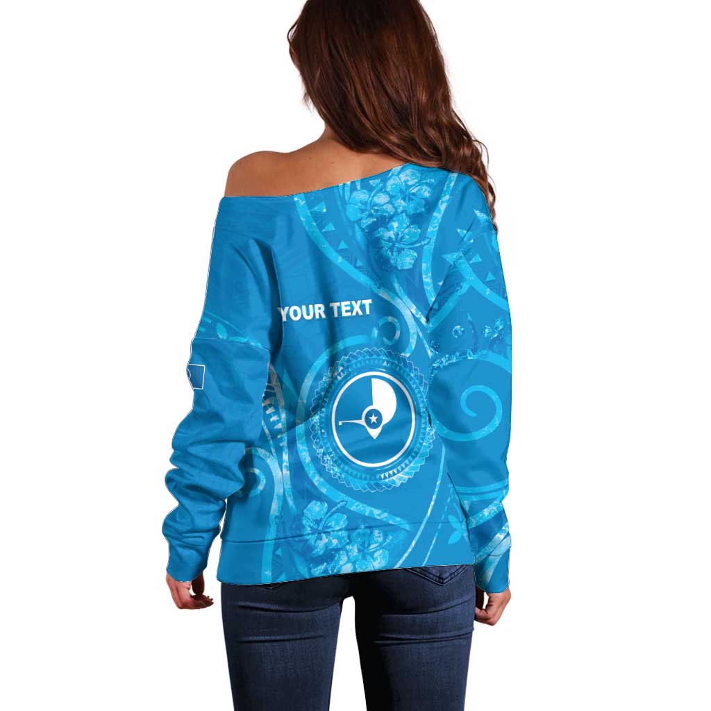 Personalised FSM Yap Off Shoulder Sweater Ocean Floral Pattern LT05 - Polynesian Pride