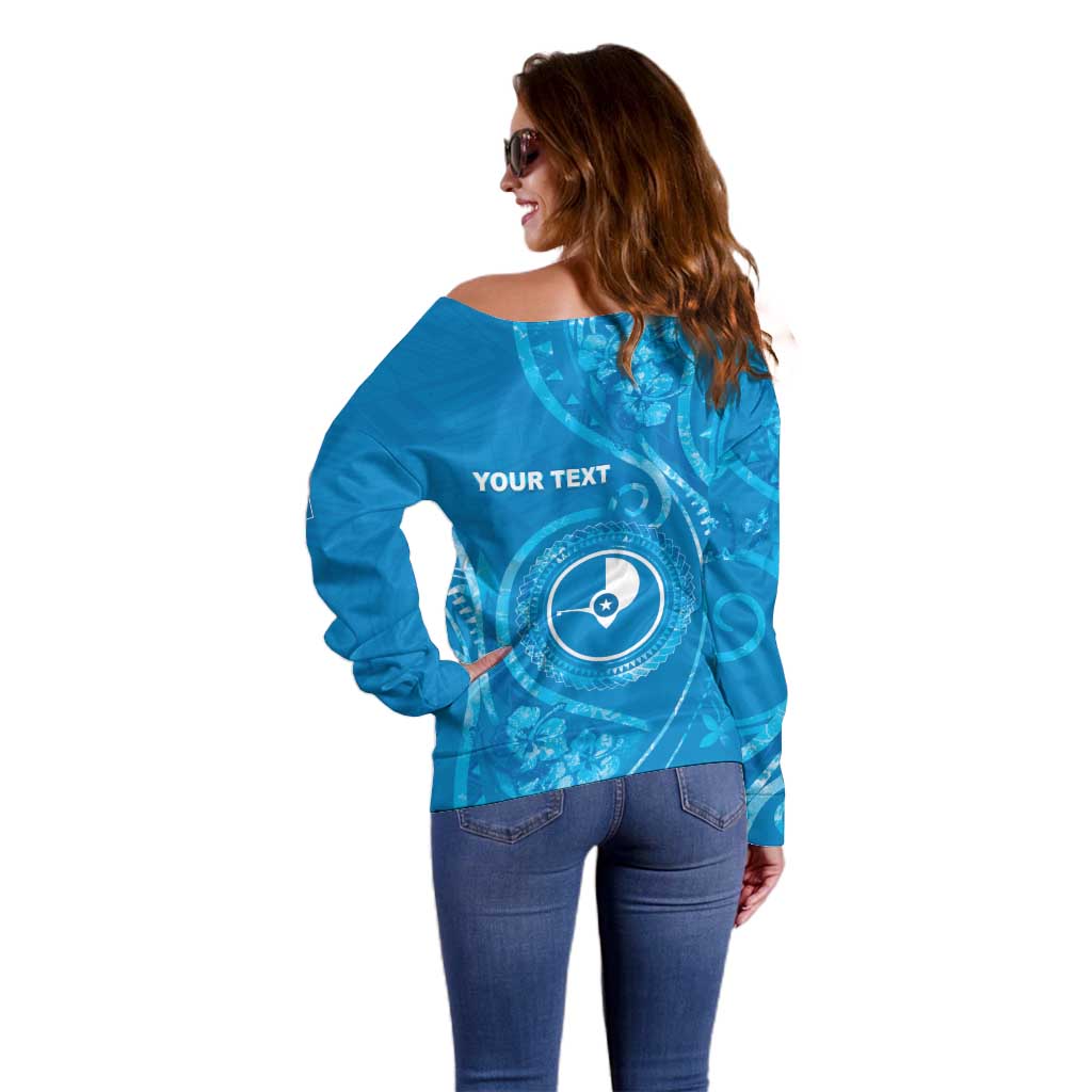 Personalised FSM Yap Off Shoulder Sweater Ocean Floral Pattern LT05 - Polynesian Pride