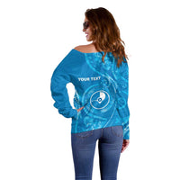Personalised FSM Yap Off Shoulder Sweater Ocean Floral Pattern LT05 - Polynesian Pride