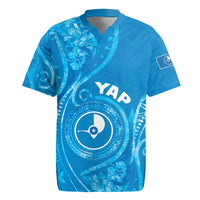 Personalised FSM Yap Rugby Jersey Ocean Floral Pattern LT05 Blue - Polynesian Pride