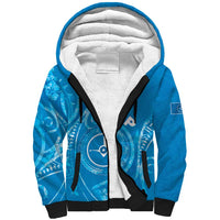 Personalised FSM Yap Sherpa Hoodie Ocean Floral Pattern LT05 Unisex Blue - Polynesian Pride