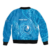 Personalised FSM Yap Sleeve Zip Bomber Jacket Ocean Floral Pattern LT05 - Polynesian Pride