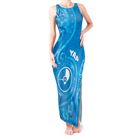 Personalised FSM Yap Tank Maxi Dress Ocean Floral Pattern LT05 Women Blue - Polynesian Pride