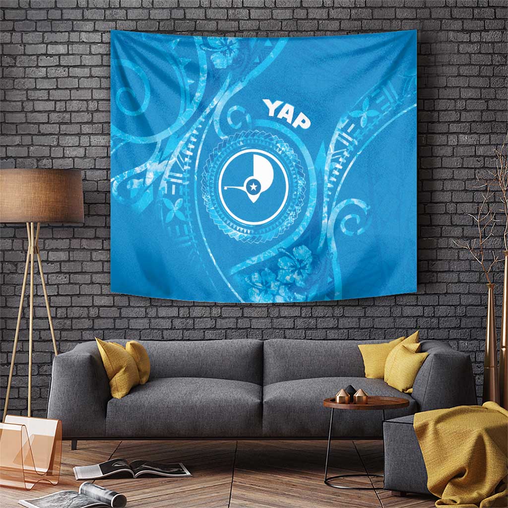 FSM Yap Tapestry Ocean Floral Pattern LT05 Blue - Polynesian Pride