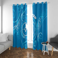 FSM Yap Window Curtain Ocean Floral Pattern LT05 With Grommets Blue - Polynesian Pride