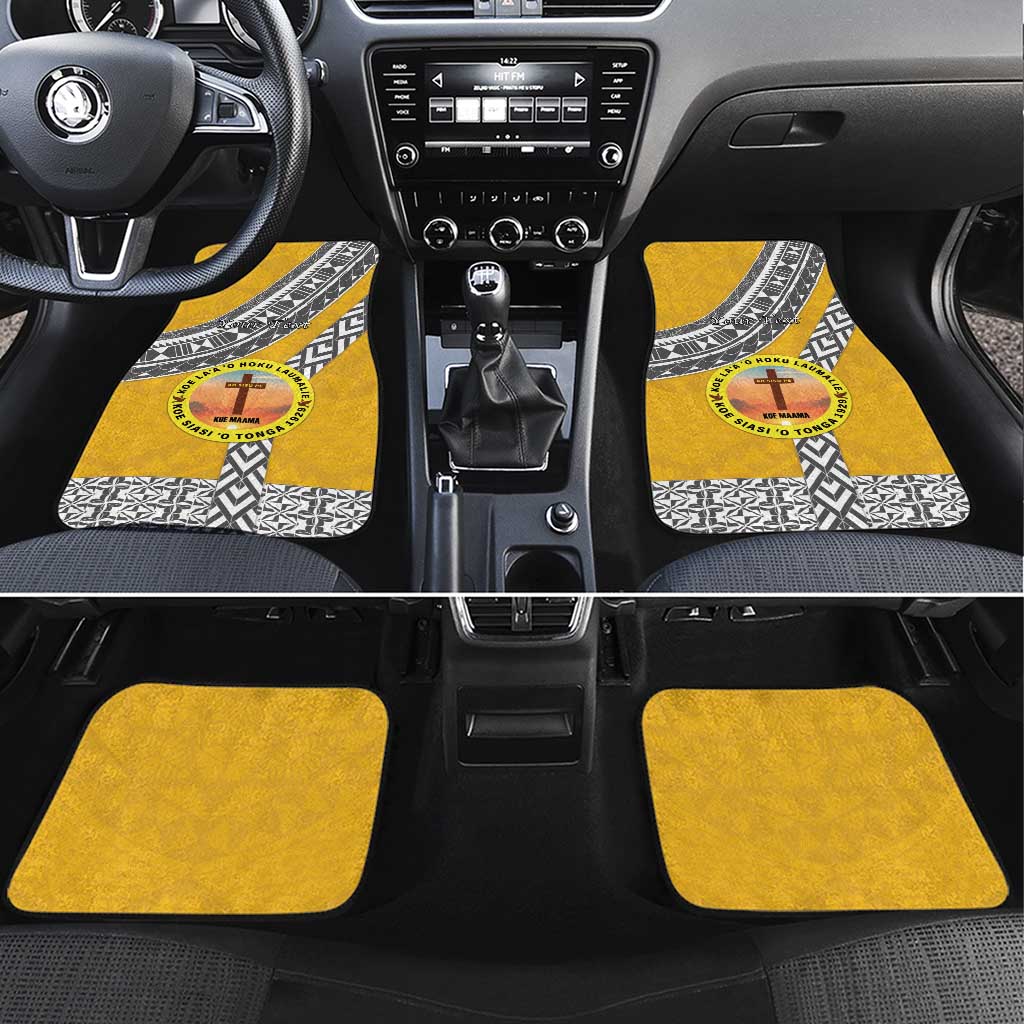 Personalised Anastasis College Car Mats Tonga Unique Style LT05 Set 4pcs Yellow - Polynesian Pride
