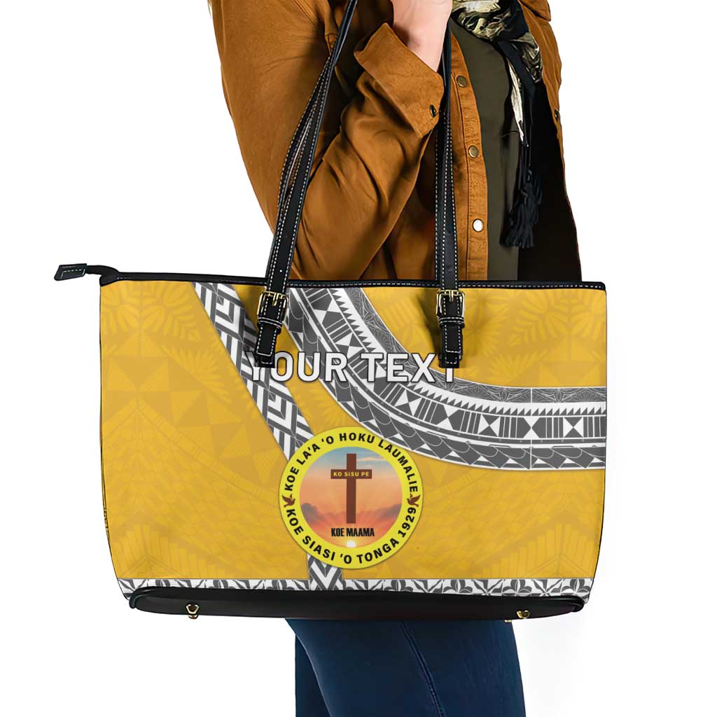 Personalised Anastasis College Leather Tote Bag Tonga Unique Style LT05 - Polynesian Pride