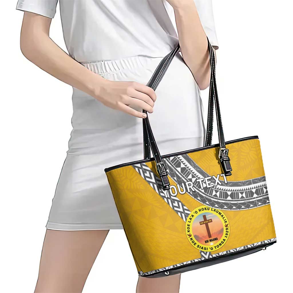 Personalised Anastasis College Leather Tote Bag Tonga Unique Style LT05 - Polynesian Pride