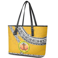 Personalised Anastasis College Leather Tote Bag Tonga Unique Style LT05 - Polynesian Pride