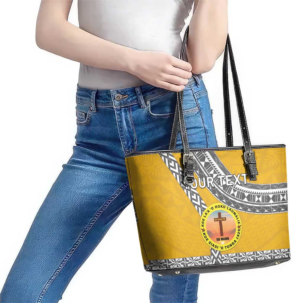Personalised Anastasis College Leather Tote Bag Tonga Unique Style LT05 - Polynesian Pride