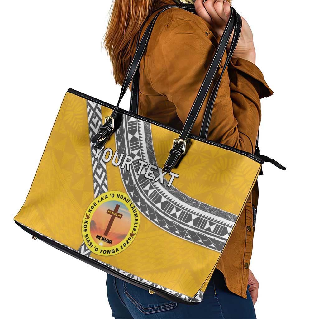 Personalised Anastasis College Leather Tote Bag Tonga Unique Style LT05 - Polynesian Pride