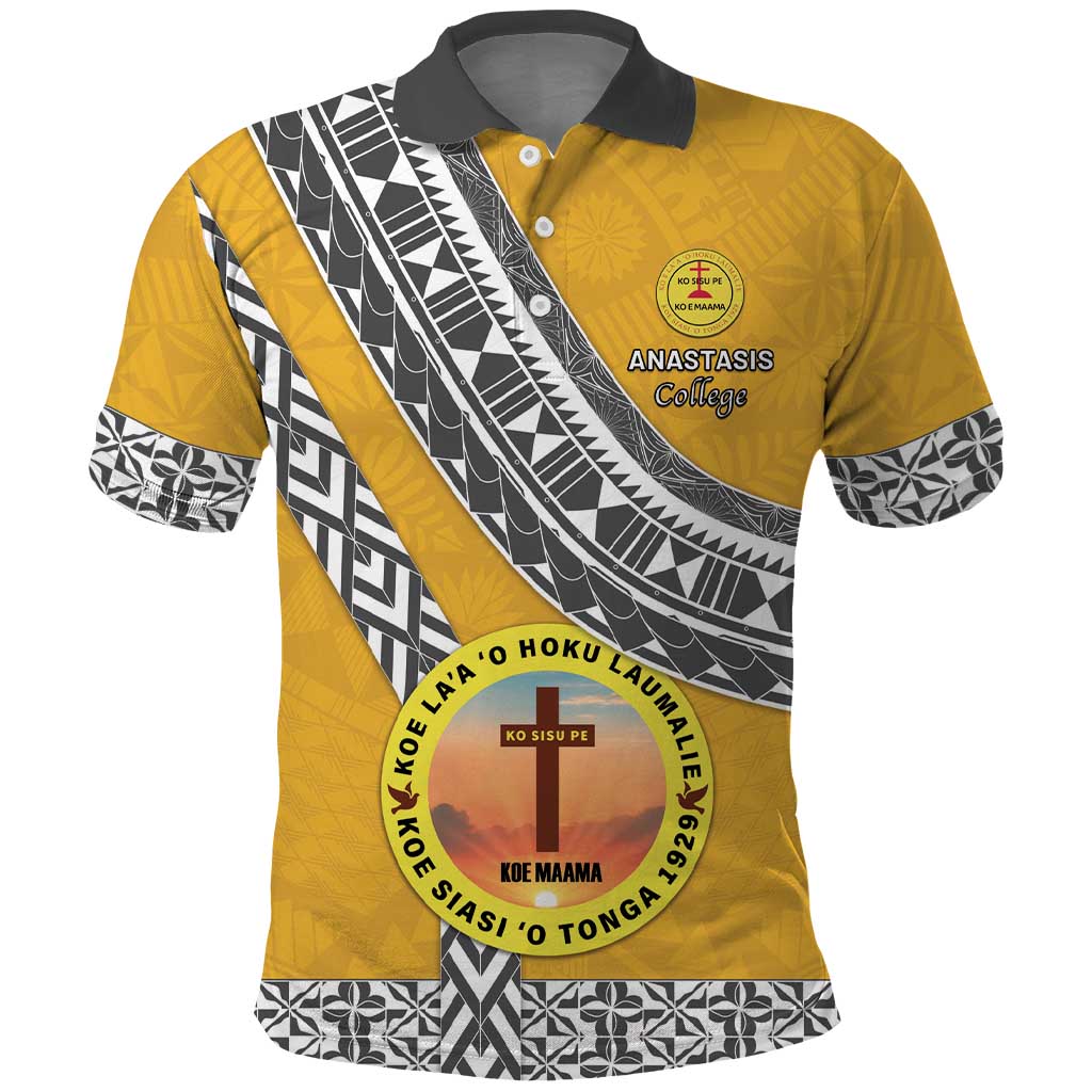 Personalised Anastasis College Polo Shirt Tonga Unique Style LT05 Yellow - Polynesian Pride