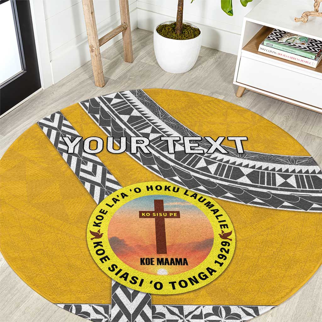 Personalised Anastasis College Round Carpet Tonga Unique Style LT05 Yellow - Polynesian Pride
