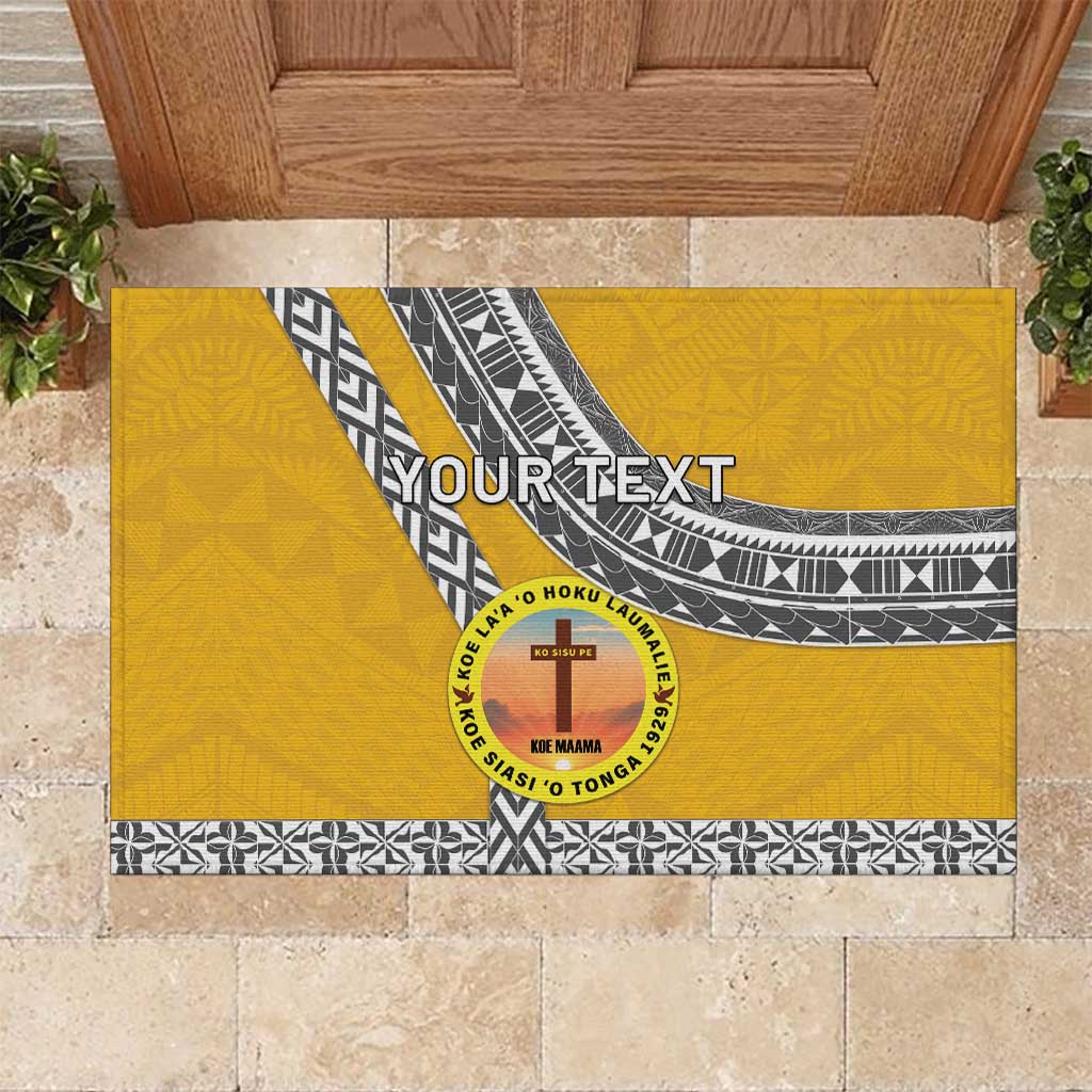 Personalised Anastasis College Rubber Doormat Tonga Unique Style LT05 Yellow - Polynesian Pride