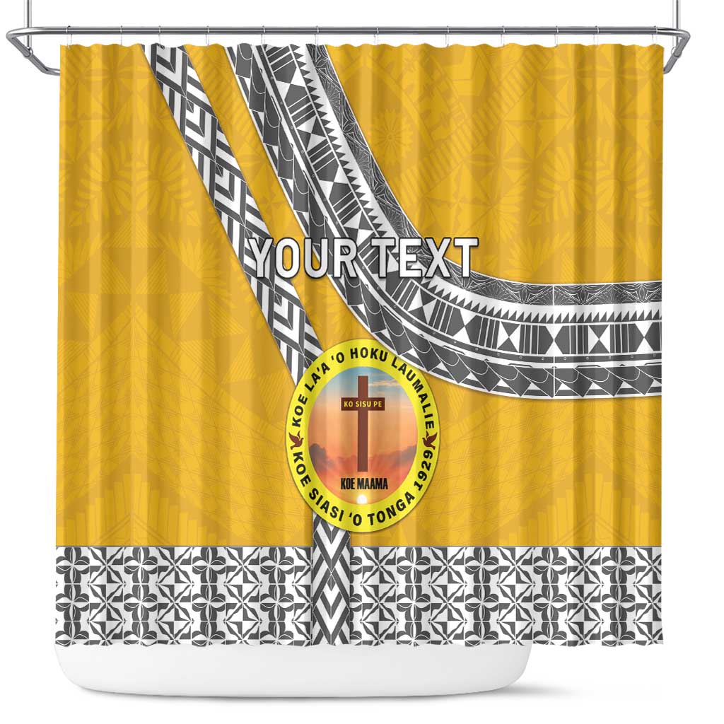 Personalised Anastasis College Shower Curtain Tonga Unique Style LT05 Yellow - Polynesian Pride