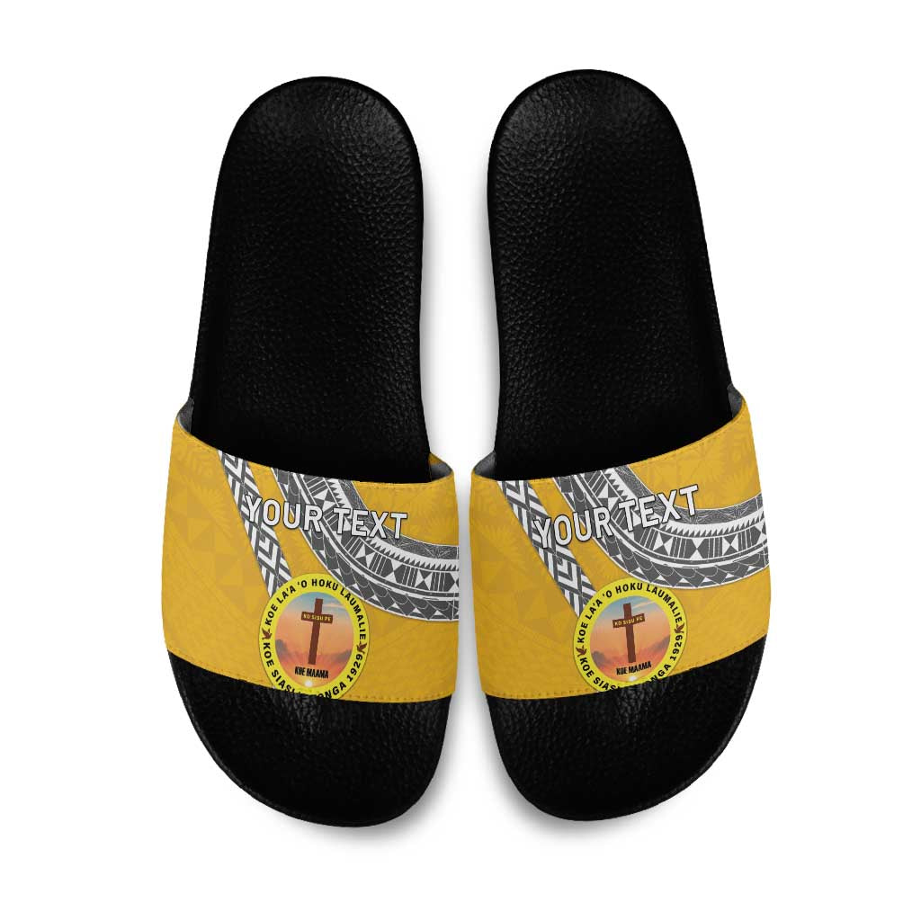 Personalised Anastasis College Slide Sandals Tonga Unique Style LT05 Yellow - Polynesian Pride