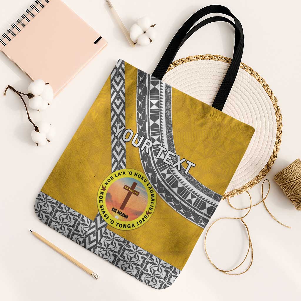 Personalised Anastasis College Tote Bag Tonga Unique Style LT05 Black Strap One Size Yellow - Polynesian Pride