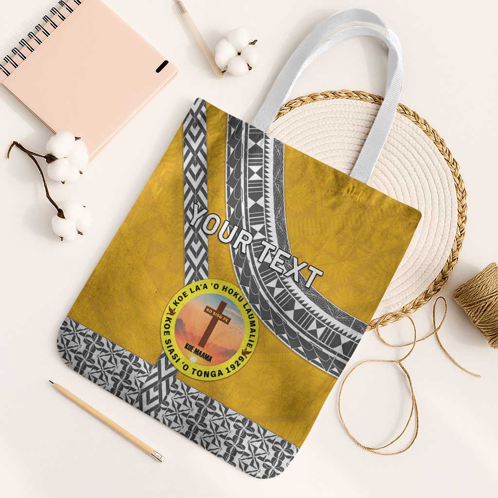 Personalised Anastasis College Tote Bag Tonga Unique Style LT05 White Strap One Size Yellow - Polynesian Pride