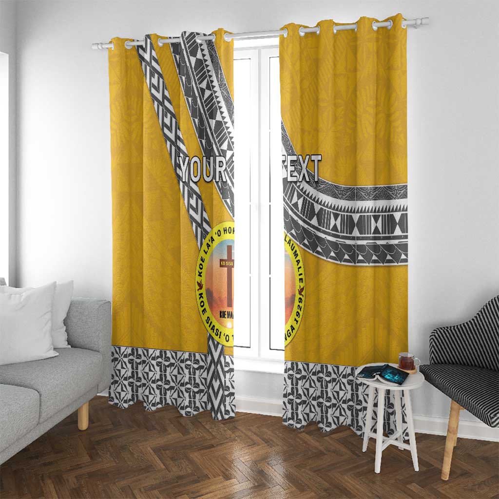 Personalised Anastasis College Window Curtain Tonga Unique Style LT05 With Grommets Yellow - Polynesian Pride