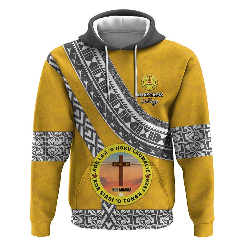 Personalised Anastasis College Zip Hoodie Tonga Unique Style LT05 Pullover Hoodie Yellow - Polynesian Pride