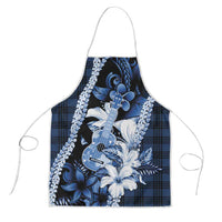 Hawaii Ukulele Apron Tropical Flowers With Palaka Effect Blue Version LT05 Blue - Polynesian Pride