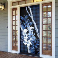 Hawaii Ukulele Door Cover Tropical Flowers With Palaka Effect Blue Version LT05 - Polynesian Pride