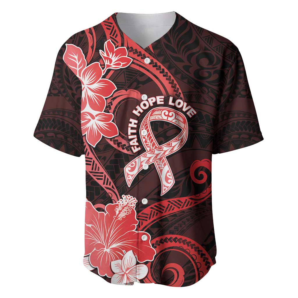 Heart Health Awareness Baseball Jersey Warrior Wears Red Polynesian Style LT05 Red - Polynesian Pride
