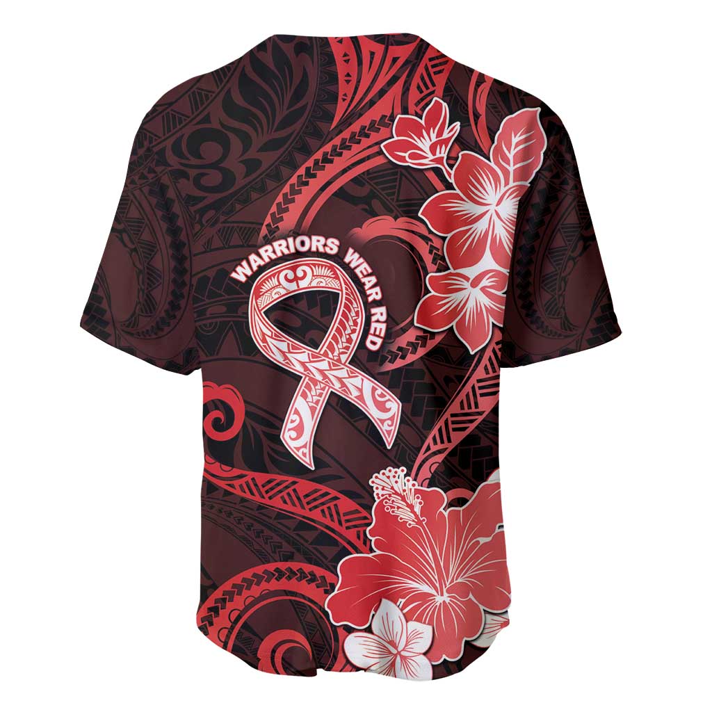 Heart Health Awareness Baseball Jersey Warrior Wears Red Polynesian Style LT05 - Polynesian Pride