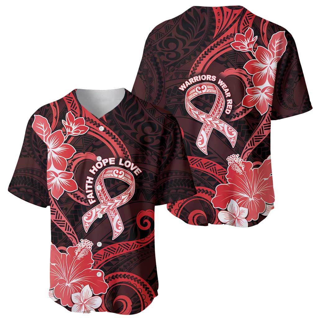 Heart Health Awareness Baseball Jersey Warrior Wears Red Polynesian Style LT05 - Polynesian Pride