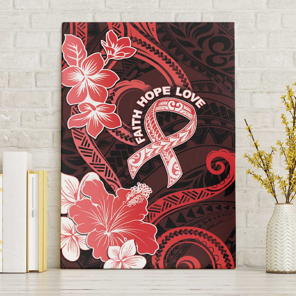 Heart Health Awareness Canvas Wall Art Warrior Wears Red Polynesian Style LT05 Without Frame Red - Polynesian Pride