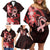 Heart Health Awareness Family Matching Off Shoulder Short Dress and Hawaiian Shirt Warrior Wears Red Polynesian Style