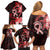 Heart Health Awareness Family Matching Off Shoulder Short Dress and Hawaiian Shirt Warrior Wears Red Polynesian Style