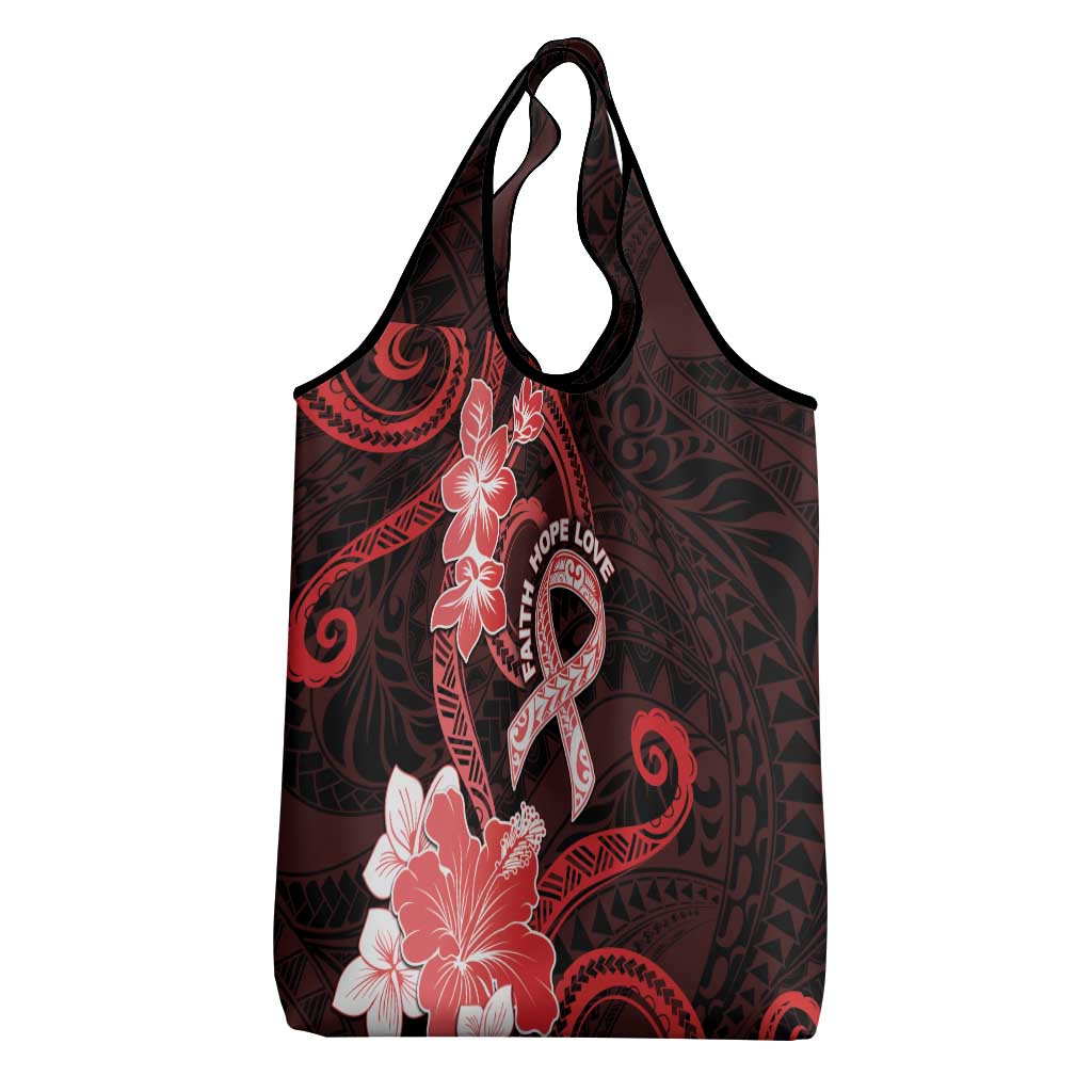 Heart Health Awareness Grocery Bag Warrior Wears Red Polynesian Style LT05 - Polynesian Pride