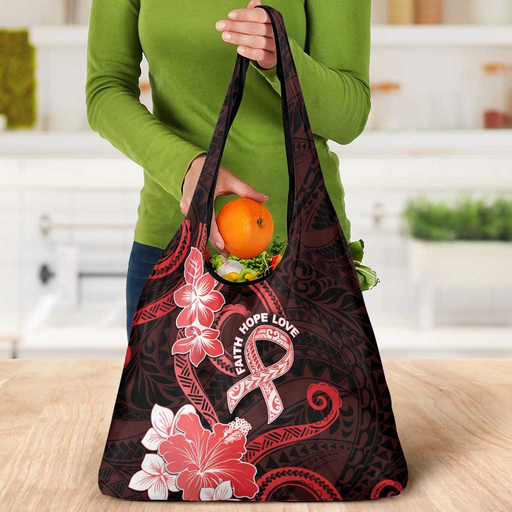 Heart Health Awareness Grocery Bag Warrior Wears Red Polynesian Style LT05 - Polynesian Pride